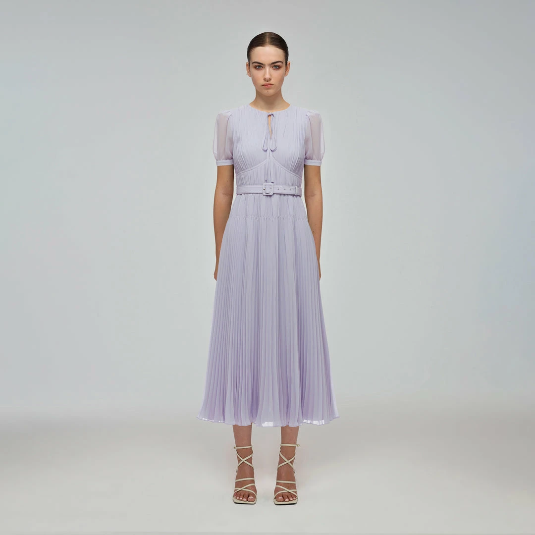 Self-portrait READY TO WEAR Lilac Chiffon Midi Dress