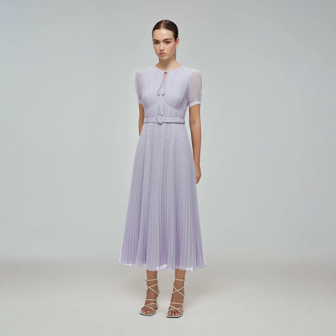 Self-portrait READY TO WEAR Lilac Chiffon Midi Dress