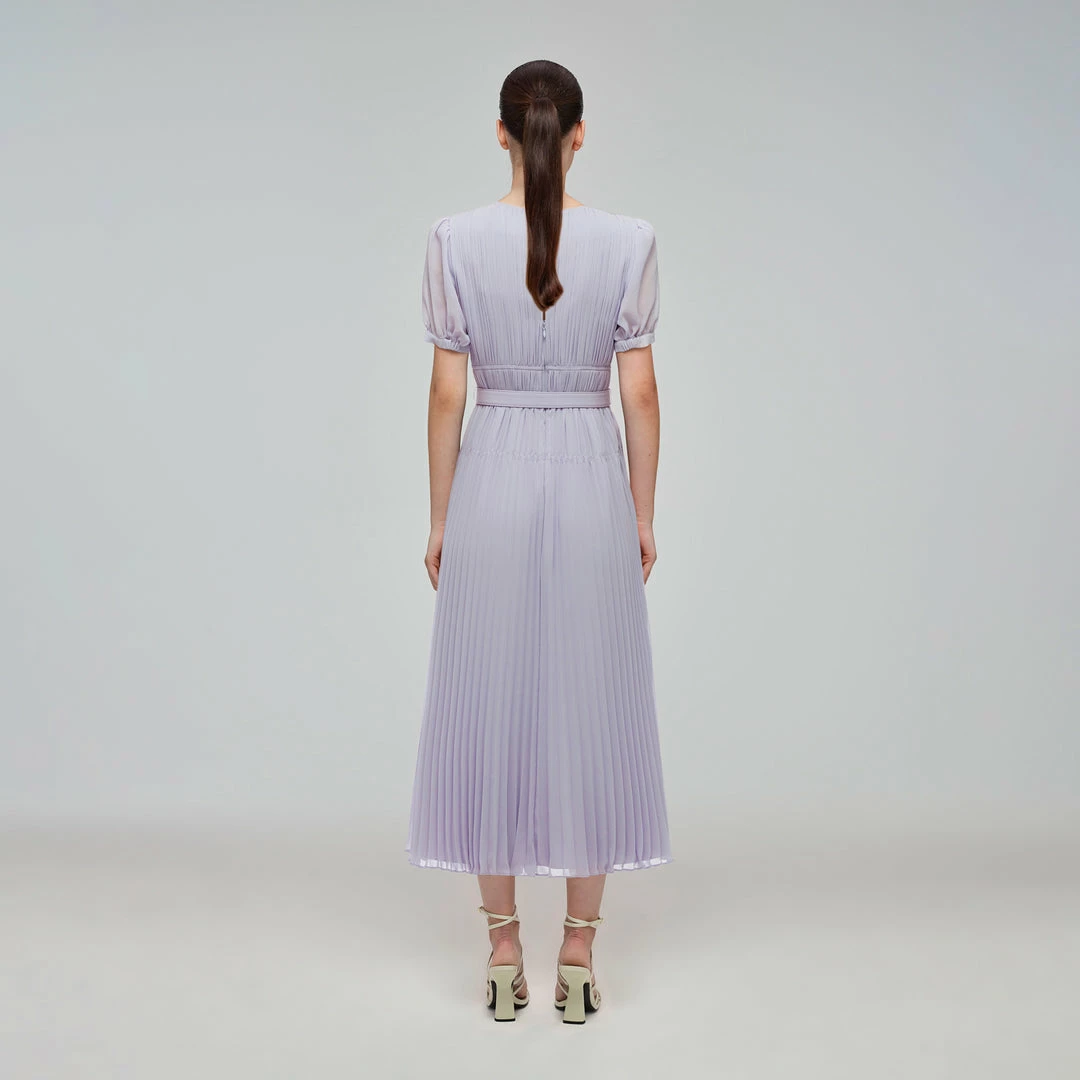 Self-portrait READY TO WEAR Lilac Chiffon Midi Dress