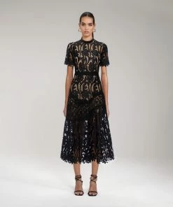 Self-portrait NEW ARRIVALS Black Prairie Midi Dress