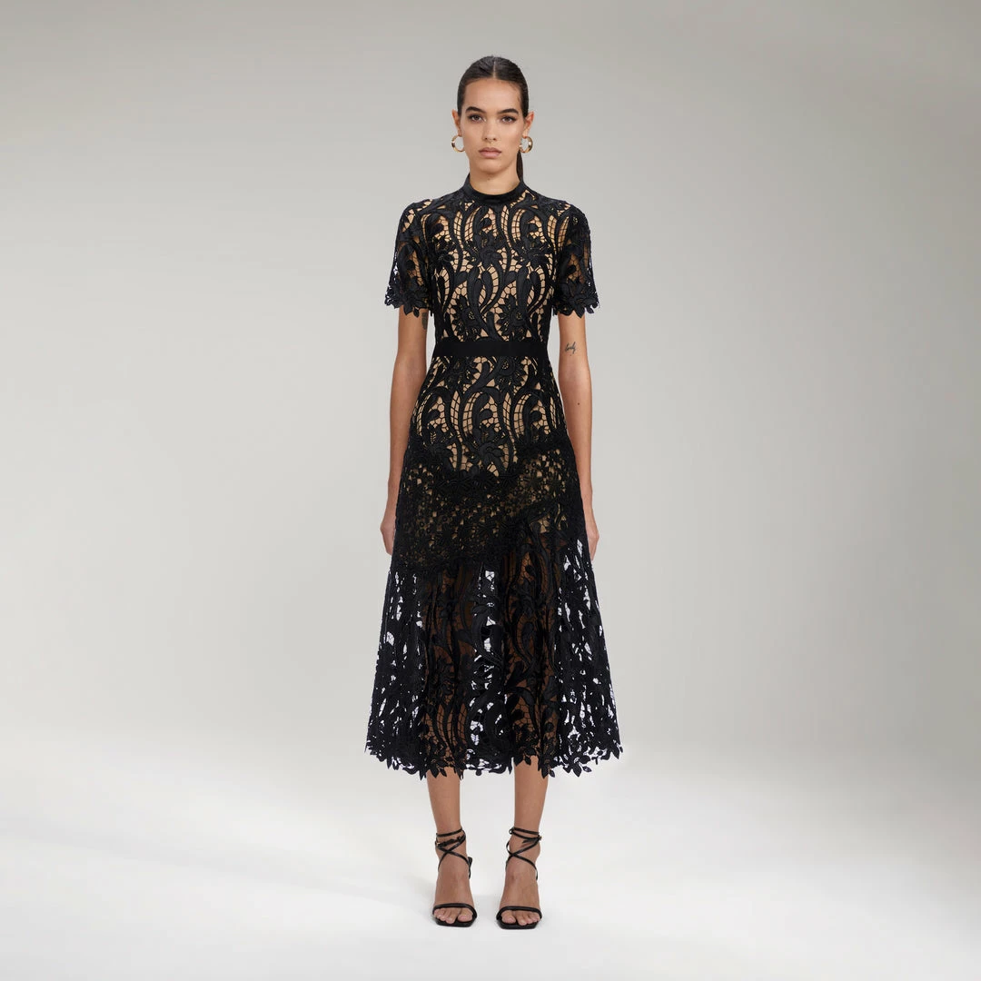 Self-portrait NEW ARRIVALS Black Prairie Midi Dress