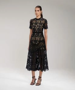 Self-portrait NEW ARRIVALS Black Prairie Midi Dress