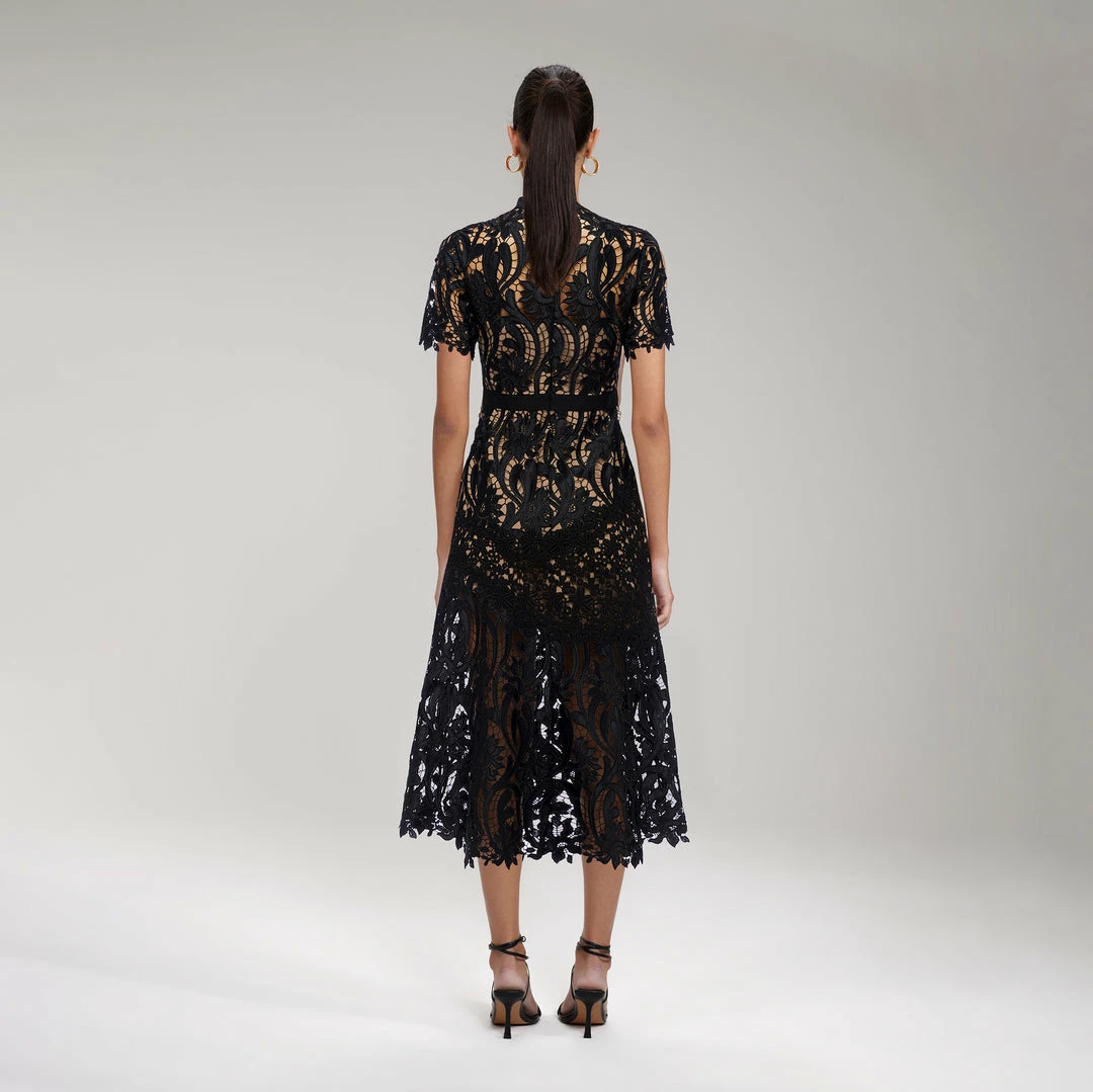 Self-portrait NEW ARRIVALS Black Prairie Midi Dress