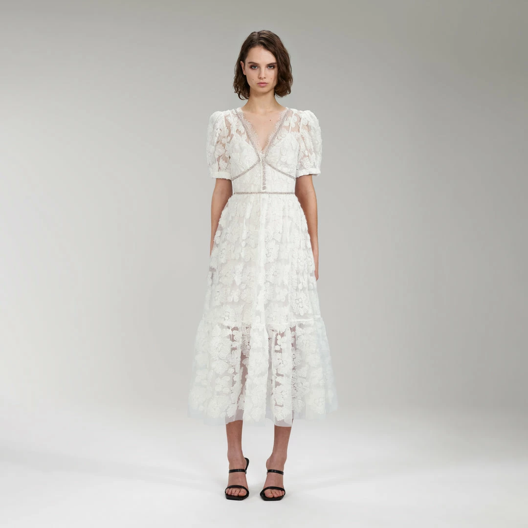 Self-portrait READY TO WEAR Ribbon Lace Midi Dress