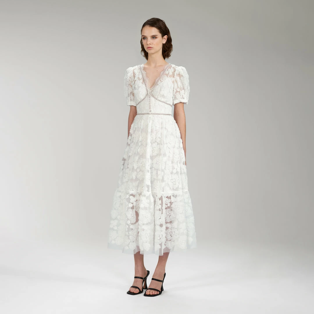 Self-portrait READY TO WEAR Ribbon Lace Midi Dress