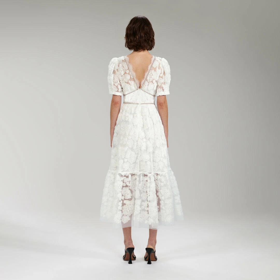 Self-portrait READY TO WEAR Ribbon Lace Midi Dress