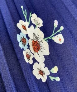 Self-portrait Pansy Print Pleated Chiffon Maxi Dress