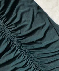 Self-portrait Dark Green Powermesh Ruched Midi Dress NEW ARRIVALS