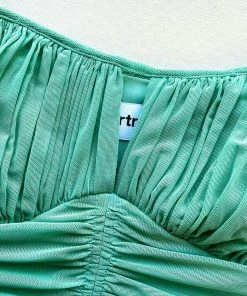 Self-portrait Green Powermesh Ruched Top