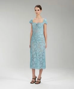 Self-portrait Cotton Lace Midi Dress
