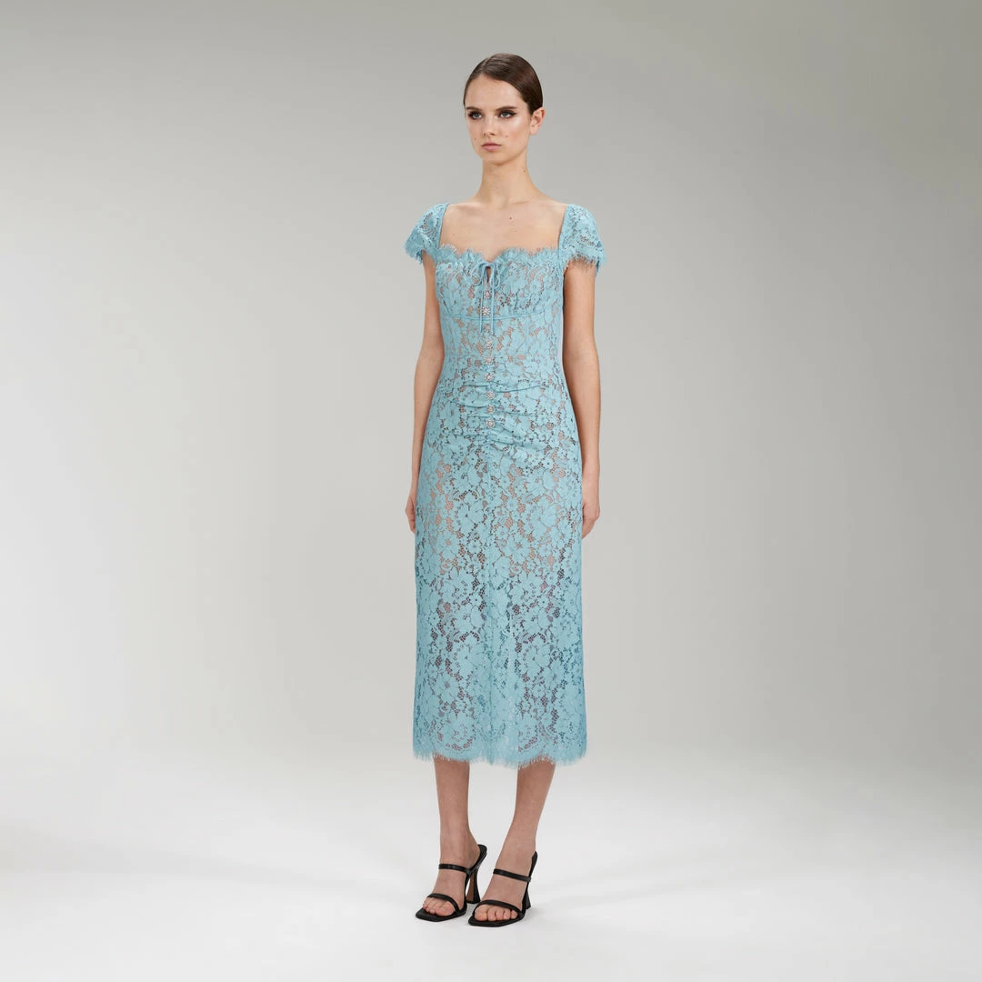 Self-portrait Cotton Lace Midi Dress