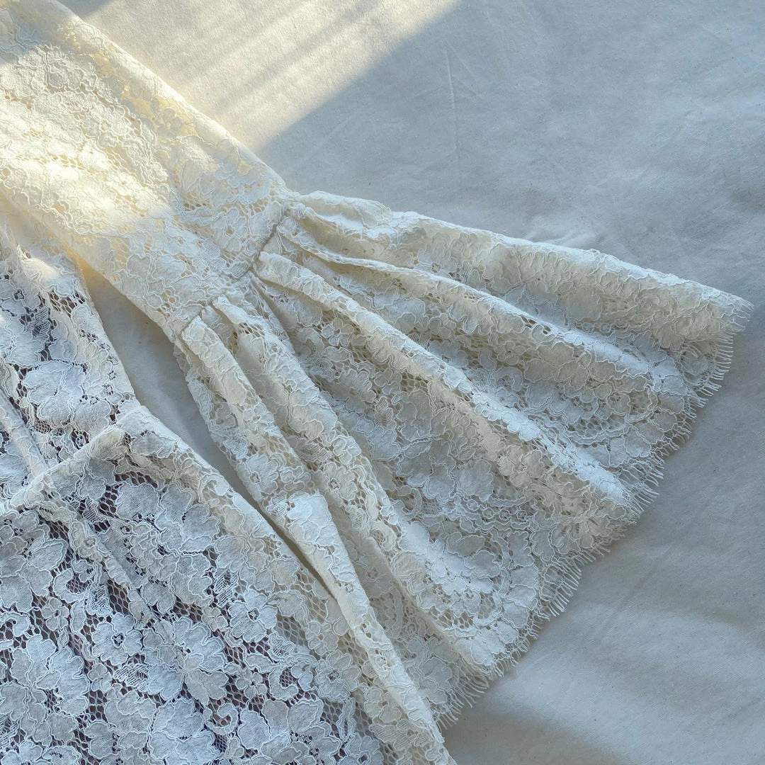 Self-portrait READY TO WEAR Ivory Cotton Lace Midi Dress