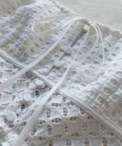 Self-portrait Cotton Broderie Peplum Top