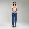 Self-portrait Wild Daisy Print Stretch Crepe Top