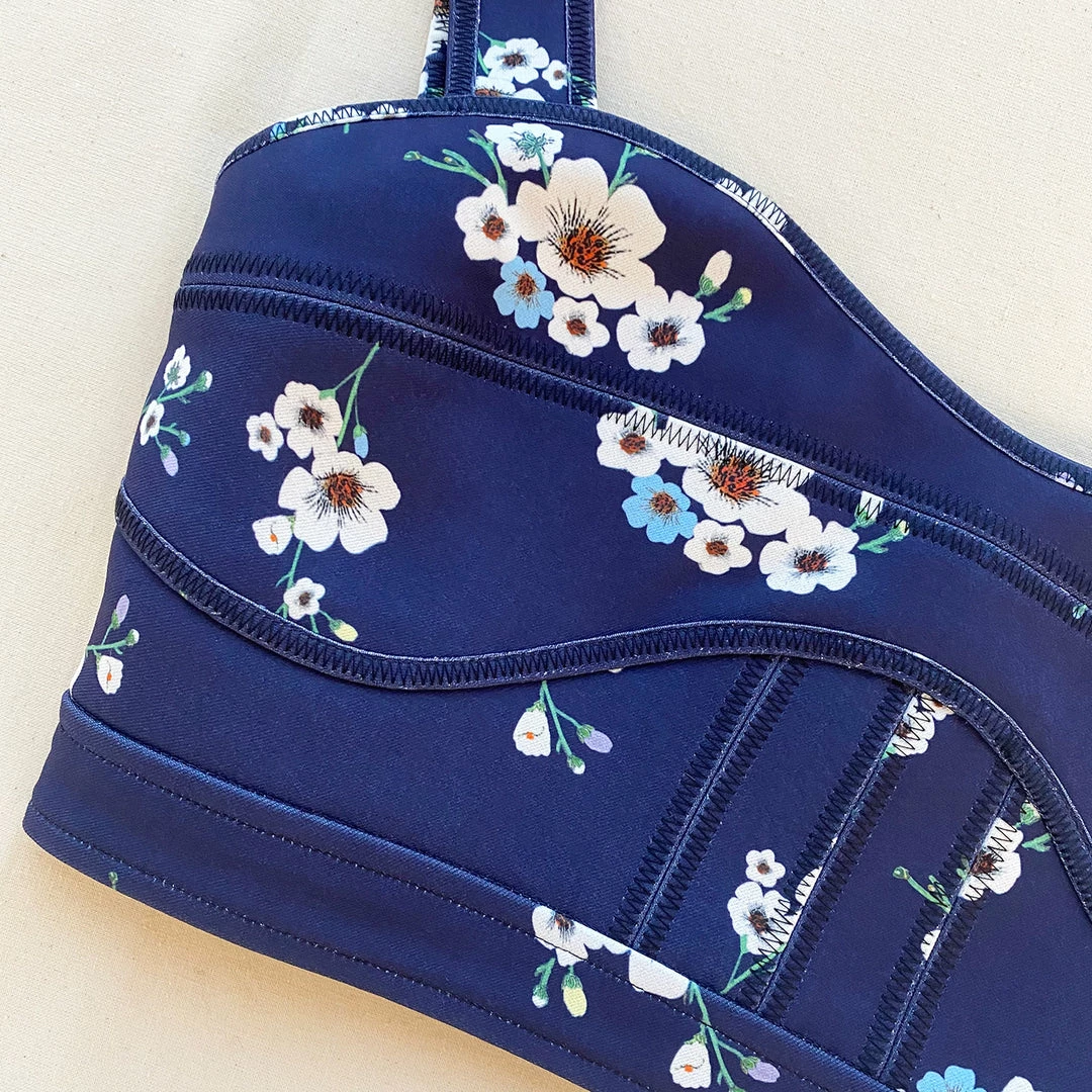 Self-portrait Pansy Print Crepe Crop Top NEW ARRIVALS