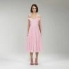 Self-portrait Pink Gingham Print Chiffon Midi Dress