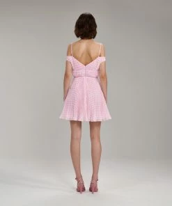 Self-portrait Pink Gingham Print Chiffon Mini Dress NEW ARRIVALS