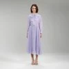 Self-portrait Lilac Broderie Collar Chiffon Midi Dress