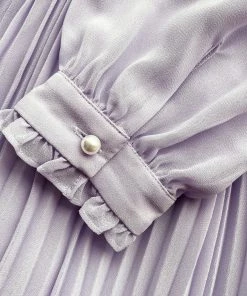 Self-portrait Lilac Broderie Collar Chiffon Midi Dress