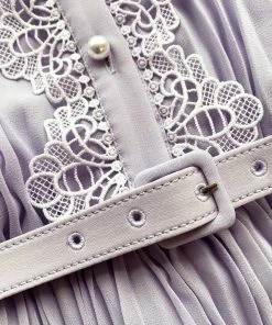 Self-portrait Lilac Broderie Collar Chiffon Midi Dress