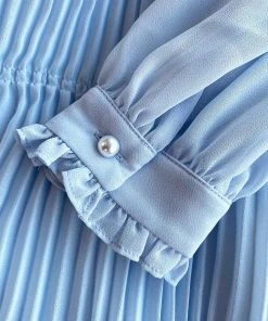 Self-portrait NEW ARRIVALS Blue Broderie Collar Chiffon Mini Dress