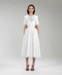 Self-portrait Daisy Cotton Broderie Anglaise Cut Out Midi Dress