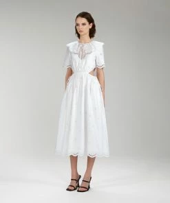 Self-portrait Daisy Cotton Broderie Anglaise Cut Out Midi Dress