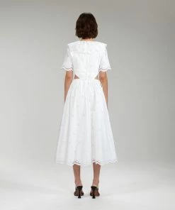 Self-portrait Daisy Cotton Broderie Anglaise Cut Out Midi Dress