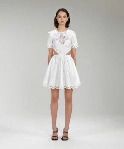 Self-portrait Daisy Cotton Broderie Anglaise Cut Out Mini Dress