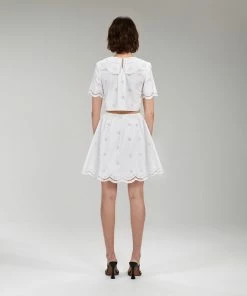 Self-portrait Daisy Cotton Broderie Anglaise Cut Out Mini Dress