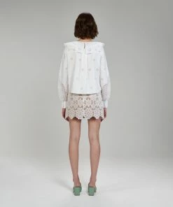 Self-portrait Daisy Cotton Broderie Anglaise Shirt
