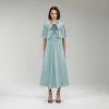 Self-portrait READY TO WEAR Light Blue Chiffon Scallop Collar Midi Dress
