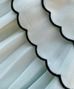 Self-portrait READY TO WEAR Light Blue Chiffon Scallop Collar Midi Dress