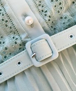 Self-portrait READY TO WEAR Light Blue Chiffon Scallop Collar Midi Dress