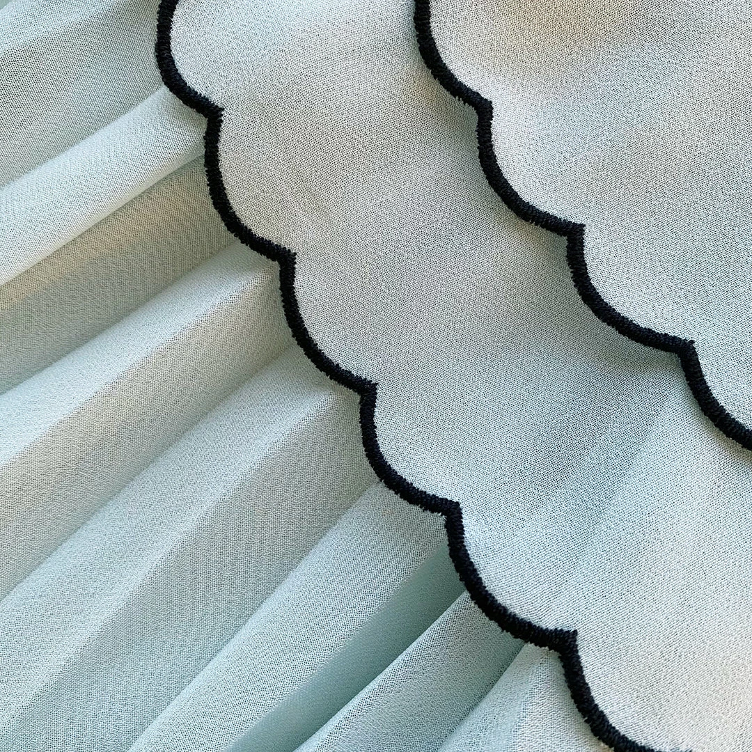 Self-portrait READY TO WEAR Green Chiffon Scallop Collar Maxi Dress