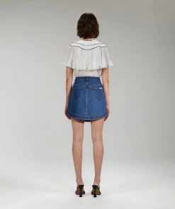 Self-portrait NEW ARRIVALS White Chiffon Scallop Collar Shirt
