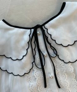 Self-portrait NEW ARRIVALS White Chiffon Scallop Collar Shirt