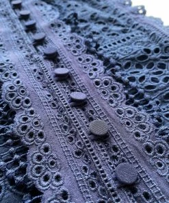 Self-portrait READY TO WEAR Navy Broderie & Chiffon Tiered Midi Dress