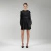 Self-portrait NEW ARRIVALS Black Guipure Lace Bib Mini Dress