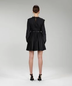 Self-portrait NEW ARRIVALS Black Guipure Lace Bib Mini Dress