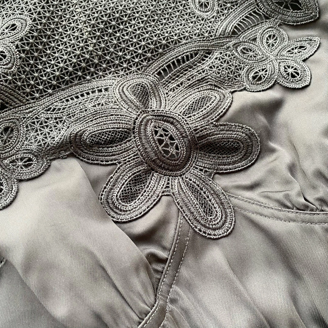 Self-portrait NEW ARRIVALS Black Guipure Lace Bib Mini Dress