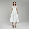 Self-portrait White Cotton Guipure Bib Midi Dress