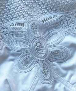 Self-portrait White Cotton Guipure Bib Midi Dress