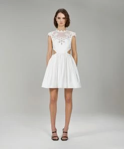 Self-portrait White Cotton Guipure Lace Bib Mini Dress