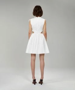 Self-portrait White Cotton Guipure Lace Bib Mini Dress