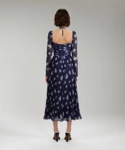 Self-portrait READY TO WEAR Pansy Print Chiffon Cut Out Midi Dress