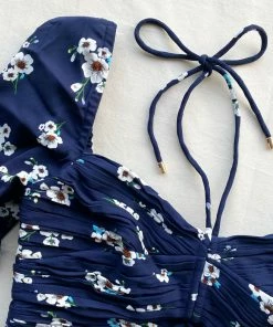 Self-portrait READY TO WEAR Pansy Print Chiffon Cut Out Midi Dress