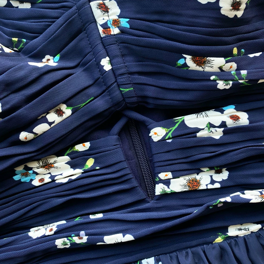 Self-portrait READY TO WEAR Pansy Print Chiffon Cut Out Midi Dress