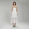 Self-portrait White Cotton Broderie Anglaise Midi Dress READY TO WEAR