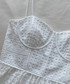 Self-portrait White Cotton Broderie Anglaise Midi Dress READY TO WEAR